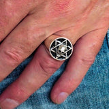 Excellent crafted Men's Biker Ring Black Hebrew Skull - Sterling Silver 925 - BikeRing4u