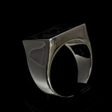 Excellent crafted Men's black 3 Monkeys Ring - Sterling Silver - BikeRing4u