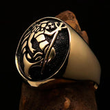 Excellent crafted Men's Aquarius Ring antiqued Zodiac - Solid Brass - BikeRing4u