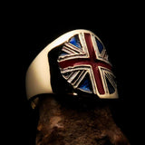 Perfectly crafted Men's Union Jack Flag Ring United Kingdom - solid Brass - BikeRing4u