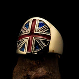 Perfectly crafted Men's Union Jack Flag Ring United Kingdom - solid Brass - BikeRing4u