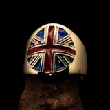 Perfectly crafted Men's Union Jack Flag Ring United Kingdom - solid Brass - BikeRing4u
