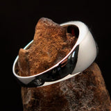 Excellent crafted Men's Band Ring with red Garnet Cabochon- Sterling Silver - BikeRing4u