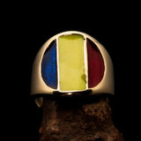 Perfectly crafted Men's National Flag Ring Romania - solid Brass - BikeRing4u