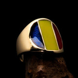 Perfectly crafted Men's National Flag Ring Romania - solid Brass - BikeRing4u