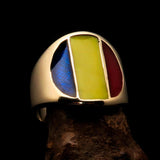 Perfectly crafted Men's National Flag Ring Romania - solid Brass - BikeRing4u