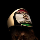 Perfectly crafted Men's National Flag Ring Iran - solid Brass - BikeRing4u