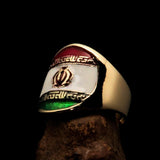 Perfectly crafted Men's National Flag Ring Iran - solid Brass - BikeRing4u