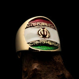 Perfectly crafted Men's National Flag Ring Iran - solid Brass - BikeRing4u