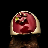 Perfectly crafted Men's National Flag Ring China - solid Brass - BikeRing4u