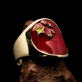 Perfectly crafted Men's National Flag Ring China - solid Brass - BikeRing4u