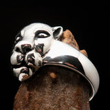 Excellent crafted Sterling Silver Animal Ring Lioness female Lion - BikeRing4u