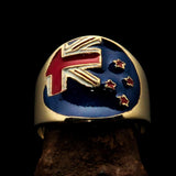 Perfectly crafted Men's National Flag Ring New Zealand - solid Brass - BikeRing4u