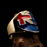 Perfectly crafted Men's National Flag Ring New Zealand - solid Brass - BikeRing4u