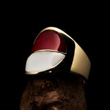 Perfectly crafted Men's National Flag Ring Indonesia - solid Brass - BikeRing4u