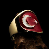 Perfectly crafted Men's National Flag Ring Turkey - solid Brass - BikeRing4u