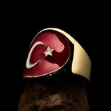Perfectly crafted Men's National Flag Ring Turkey - solid Brass - BikeRing4u