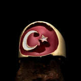 Perfectly crafted Men's National Flag Ring Turkey - solid Brass - BikeRing4u