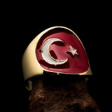 Perfectly crafted Men's National Flag Ring Turkey - solid Brass - BikeRing4u