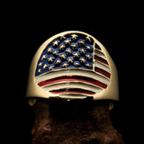 Perfectly crafted Men's National Flag Ring United States - solid Brass - BikeRing4u