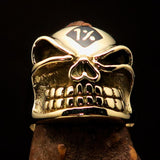 Nicely Crafted Men's Outlaw Black 1% er Gnome Skull Ring - Solid Brass - BikeRing4u