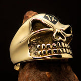 Nicely Crafted Men's Outlaw Black 1% er Gnome Skull Ring - Solid Brass - BikeRing4u