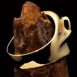 Nicely Crafted Men's Outlaw Black 1% er Gnome Skull Ring - Solid Brass - BikeRing4u