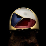 Perfectly crafted Men's National Flag Ring Czech Republic - solid Brass - BikeRing4u
