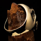 Excellent crafted Men's Zombie Fang Skull Ring - Antiqued Brass - BikeRing4u