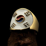 Perfectly crafted Men's National Flag Ring South Korea - solid Brass - BikeRing4u