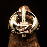 Excellent crafted Fish and Sword Combat Diver Ring - Solid Brass - BikeRing4u