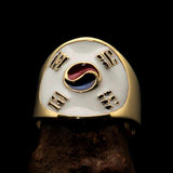 Perfectly crafted Men's National Flag Ring South Korea - solid Brass - BikeRing4u