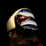 Perfectly crafted Men's National Flag Ring Cuba - solid Brass - BikeRing4u