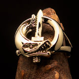 Excellent crafted Fish and Sword Combat Diver Ring - Solid Brass - BikeRing4u