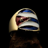 Perfectly crafted Men's National Flag Ring Cuba - solid Brass - BikeRing4u