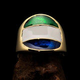 Perfectly crafted Men's National Flag Ring Sierra Leone - solid Brass - BikeRing4u