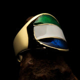 Perfectly crafted Men's National Flag Ring Sierra Leone - solid Brass - BikeRing4u