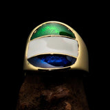Perfectly crafted Men's National Flag Ring Sierra Leone - solid Brass - BikeRing4u