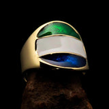Perfectly crafted Men's National Flag Ring Sierra Leone - solid Brass - BikeRing4u