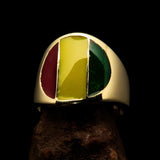 Perfectly crafted Men's National Flag Ring Guinea - solid Brass - BikeRing4u