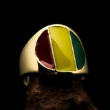 Perfectly crafted Men's National Flag Ring Guinea - solid Brass - BikeRing4u