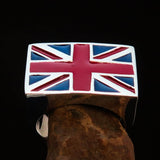Perfectly crafted Men's Union Jack Flag Ring UK Great Britain - Sterling Silver - BikeRing4u