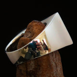 Perfectly crafted Men's Union Jack Flag Ring UK Great Britain - Sterling Silver - BikeRing4u