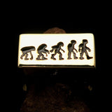 Excellent crafted rectangle shaped black Human Evolution Ring - solid Brass - BikeRing4u