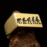 Excellent crafted rectangle shaped black Human Evolution Ring - solid Brass - BikeRing4u