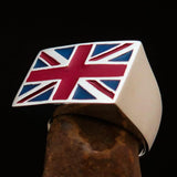 Perfectly crafted Men's Union Jack Flag Ring UK Great Britain - Sterling Silver - BikeRing4u