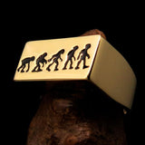 Excellent crafted rectangle shaped black Human Evolution Ring - solid Brass - BikeRing4u
