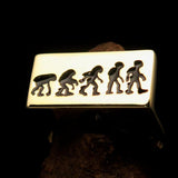 Excellent crafted rectangle shaped black Human Evolution Ring - solid Brass - BikeRing4u