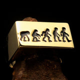 Excellent crafted rectangle shaped black Human Evolution Ring - solid Brass - BikeRing4u