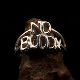 Well made 2 Word Ring NO BUDDY bold Letters - Sterling Silver - BikeRing4u